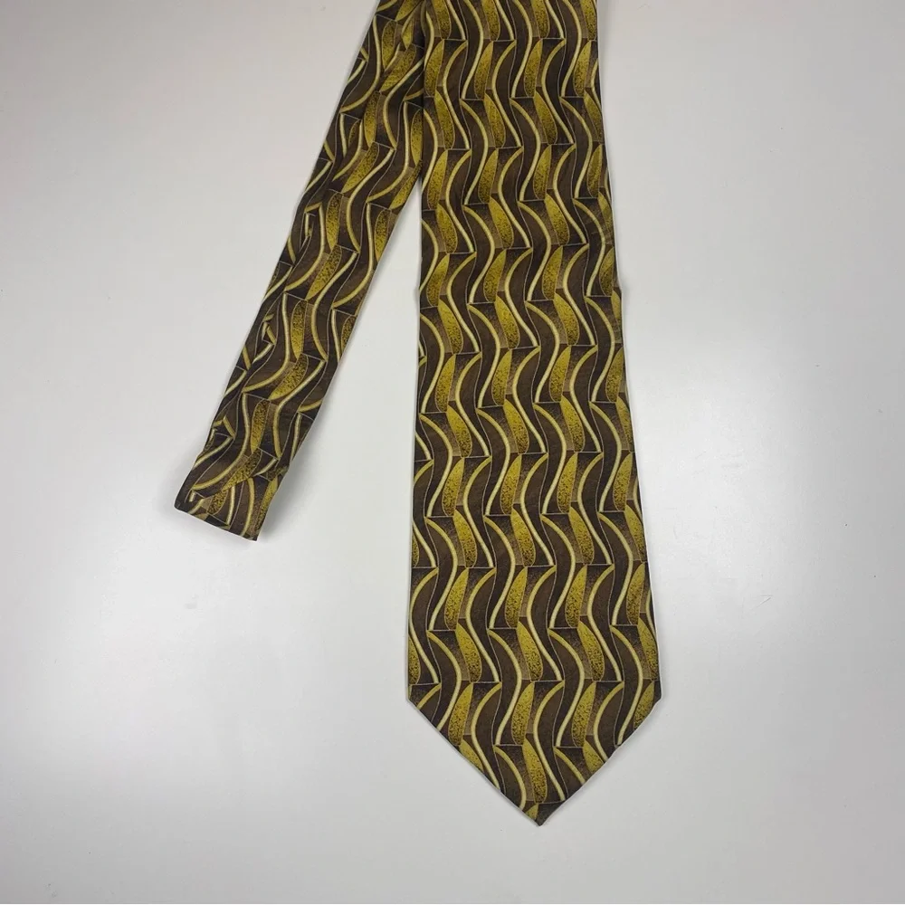 Kieth‎ Daniels Wavy Brown & Gold Silk Tie